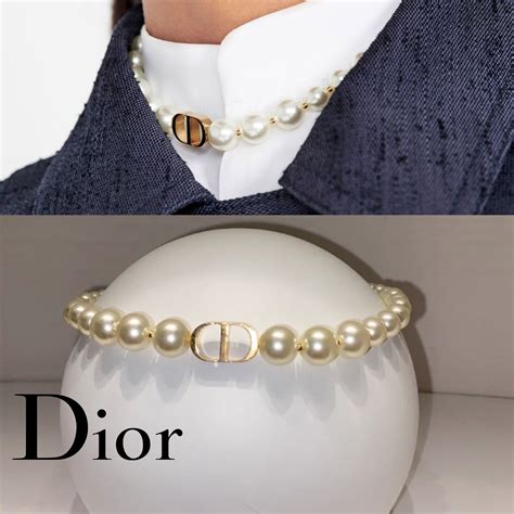 cd necklace dior|christian dior pearl choker necklace.